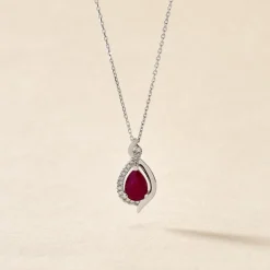 Collier Angelika Or Blanc Rubis Et Diamant