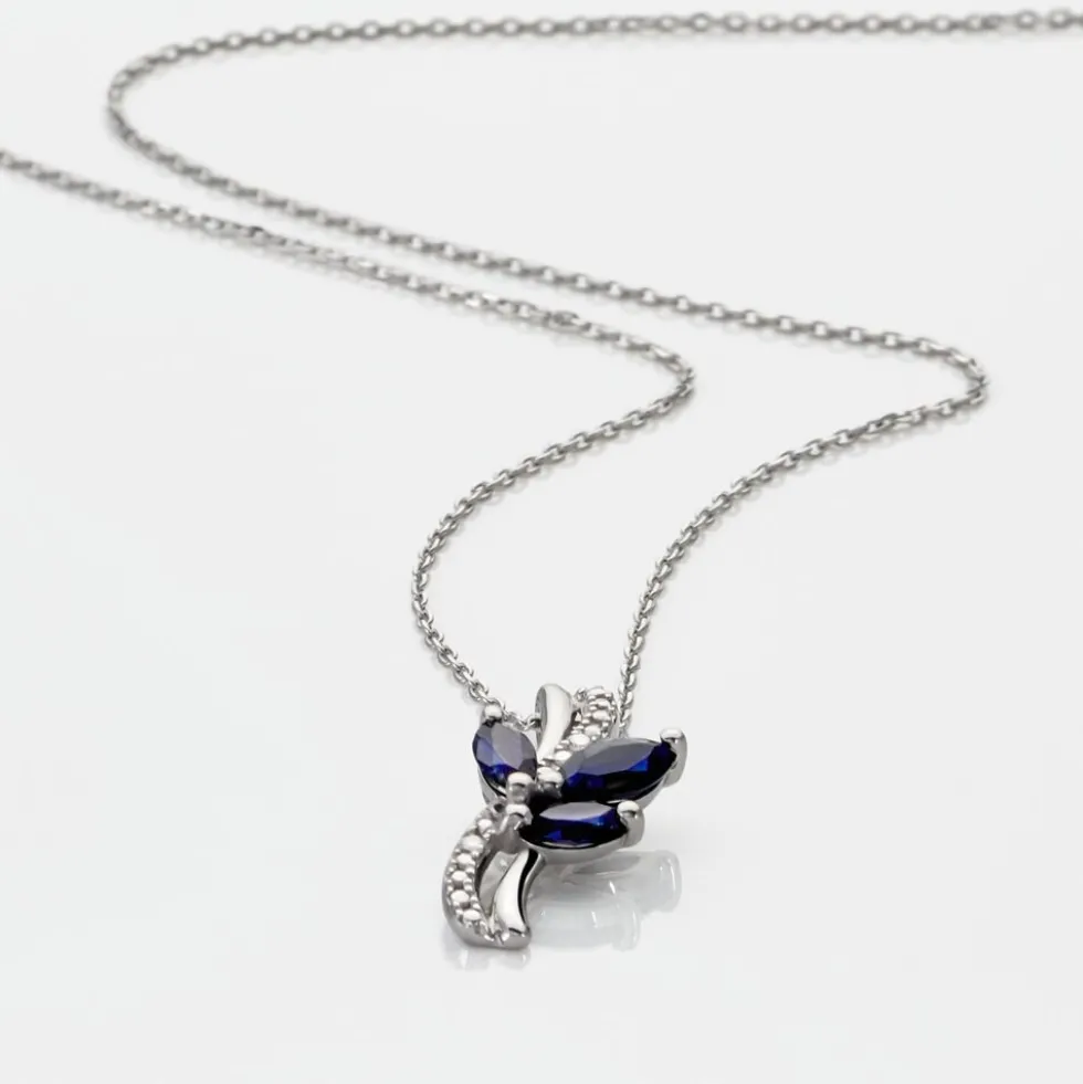 Collier Angie Or Blanc Saphir Diamant
