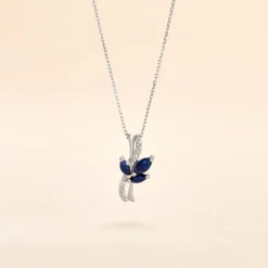 Collier Angie Or Blanc Saphir Diamant