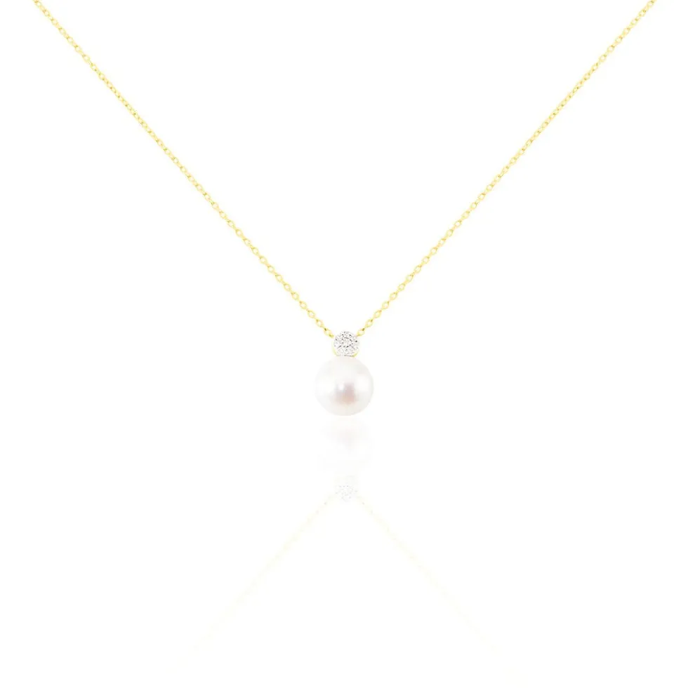Collier Anju Or Jaune Perle De Culture Et Diamant