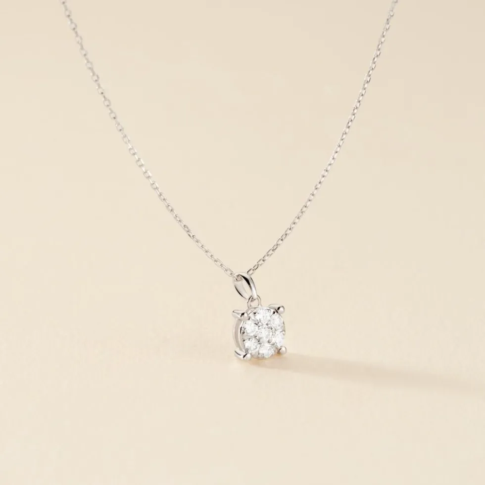 Collier Aphrodite Or Blanc Diamant Synthetique