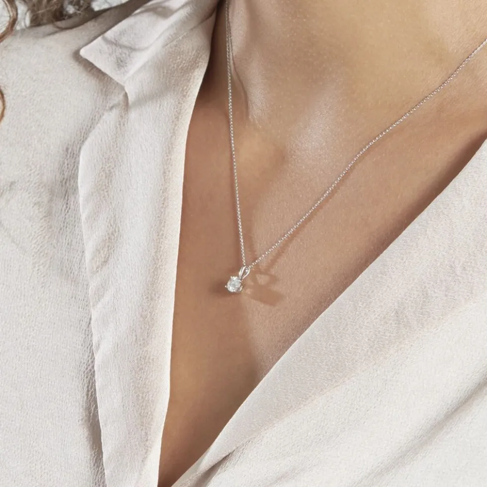 Collier Aphrodite Or Blanc Diamant Synthetique