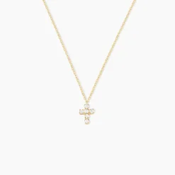 Collier Arene Croix Or Jaune Oxyde De Zirconium