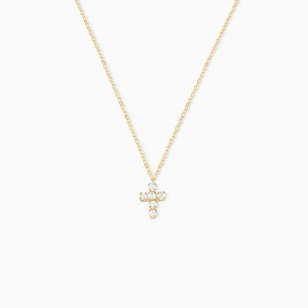 Collier Arene Croix Or Jaune Oxyde De Zirconium