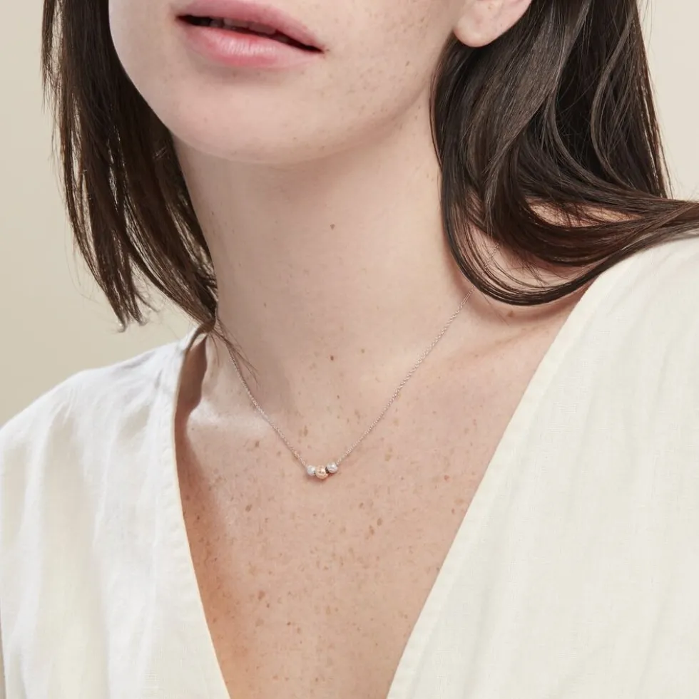 Collier Argent Blanc Bicolore Lemnos