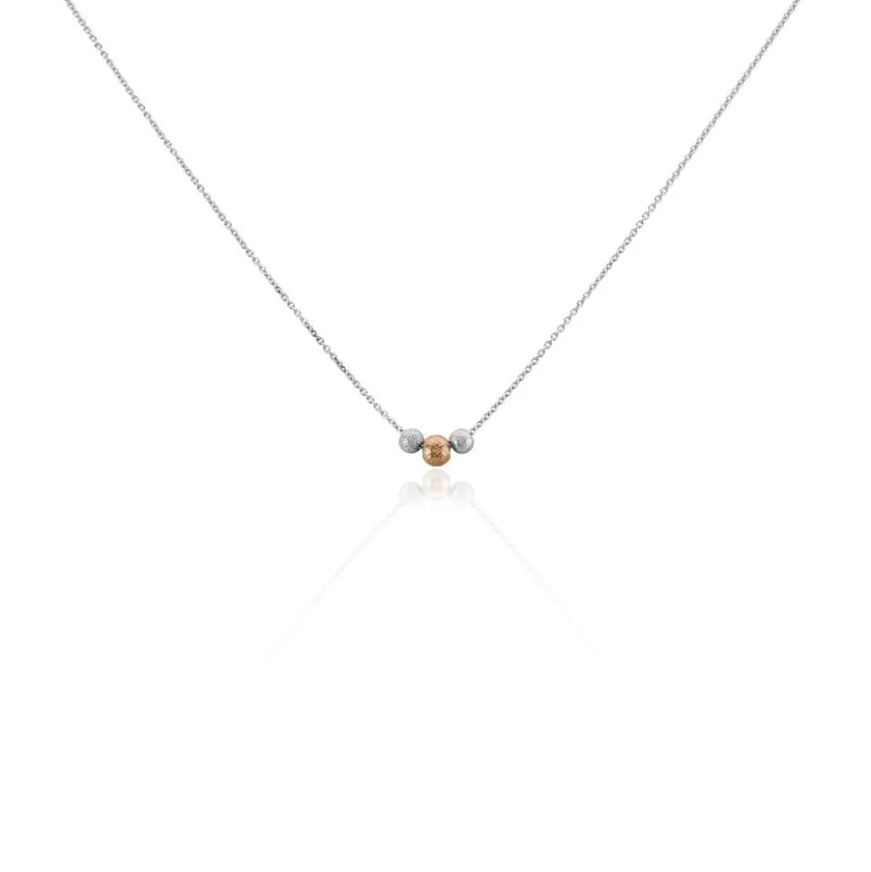 Collier Argent Blanc Bicolore Lemnos