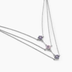 Collier Argent Blanc Blossom Oxyde De Zirconium