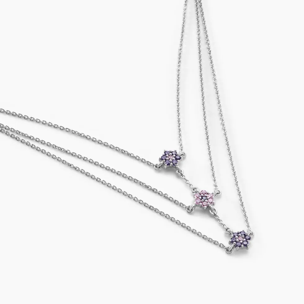 Collier Argent Blanc Blossom Oxyde De Zirconium