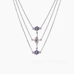 Collier Argent Blanc Blossom Oxyde De Zirconium