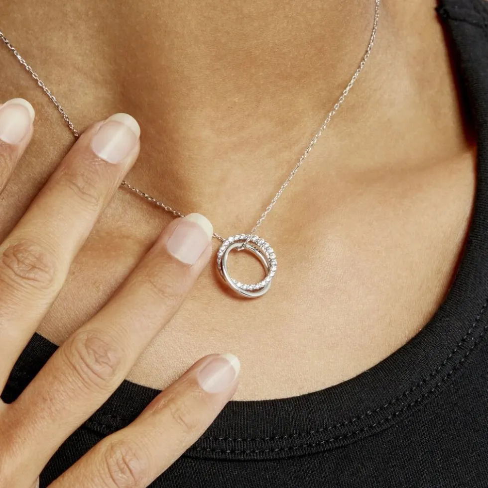 Collier Argent Blanc Circus Oxyde De Zirconium Maille