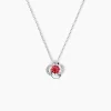 Collier Argent Blanc Clover Verre Oxydes De Zirconium