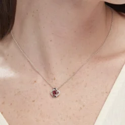 Collier Argent Blanc Clover Verre Oxydes De Zirconium