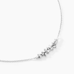 Collier Argent Blanc Precieux Flocon Oxyde De Zirconium