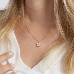 Collier Argent Rose Siriana Oxyde De Zirconium