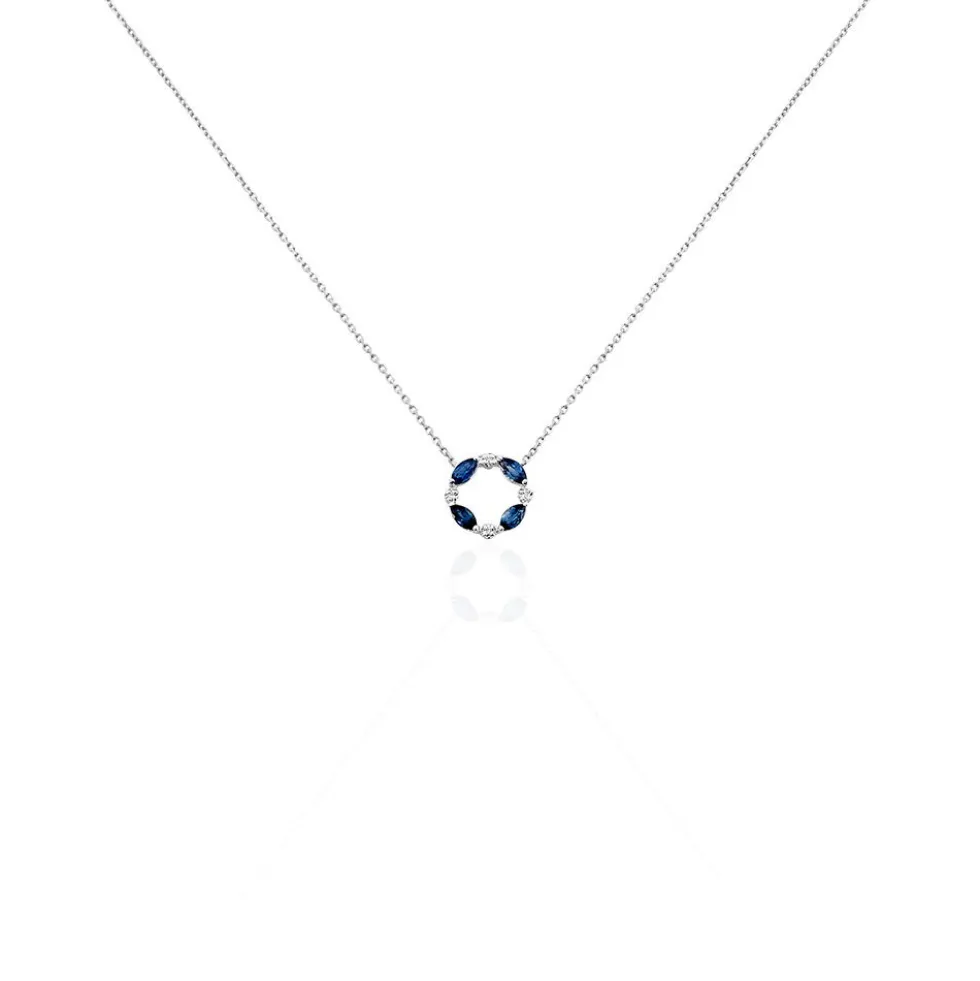 Collier Arlina Or Blanc Saphir Et Diamant