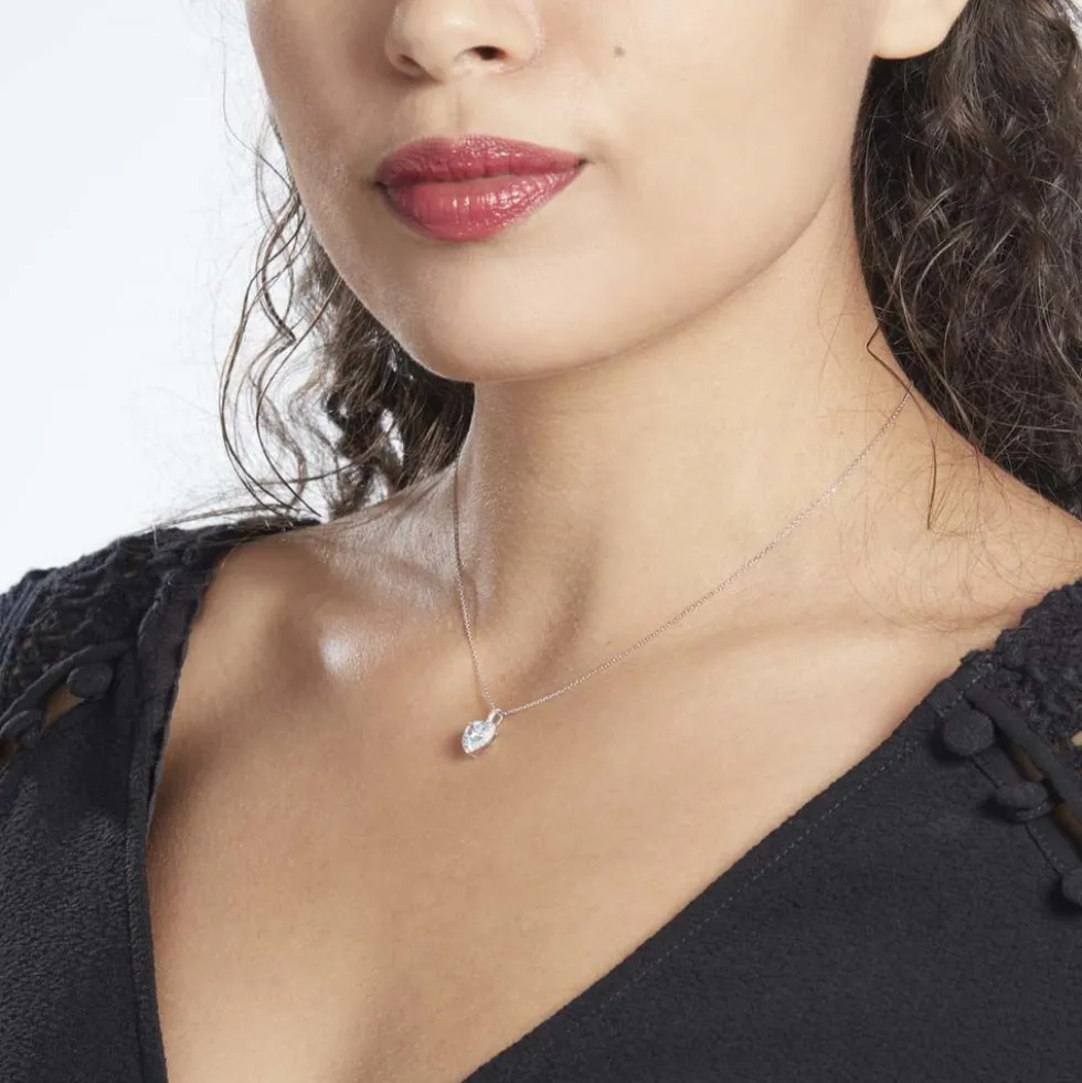 Collier Ashraf Or Blanc Topaze Et Oxyde