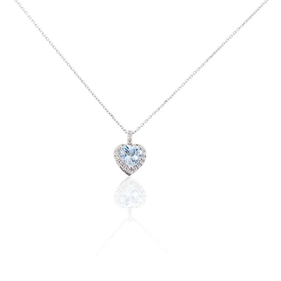 Collier Ashraf Or Blanc Topaze Et Oxyde