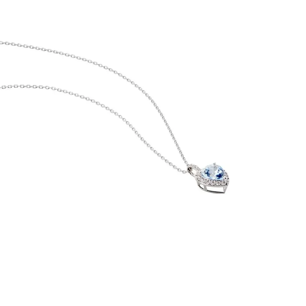Collier Ashraf Or Blanc Topaze Et Oxyde
