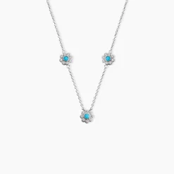 Collier Aurel Argent Blanc Turquoise Oxyde De Zirconium