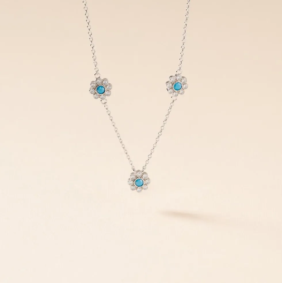 Collier Aurel Argent Blanc Turquoise Oxyde De Zirconium