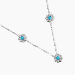Collier Aurel Argent Blanc Turquoise Oxyde De Zirconium