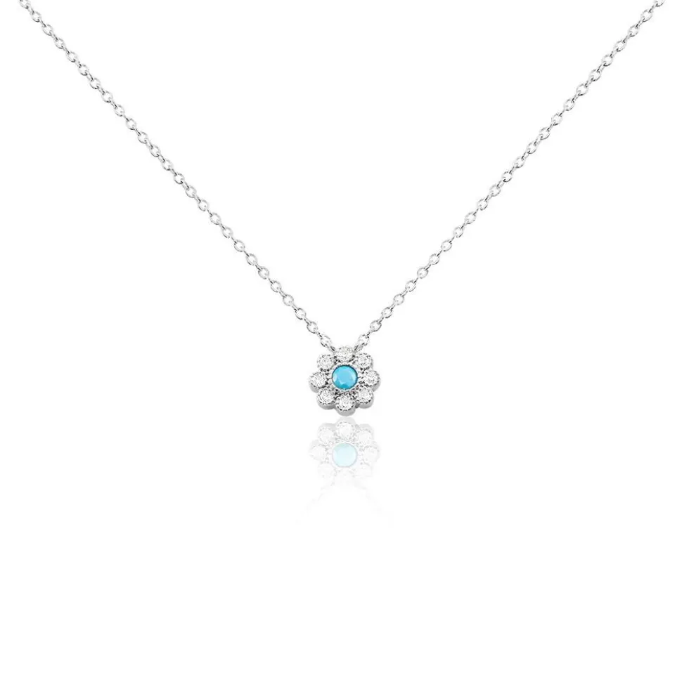 Collier Aurel Argent Blanc Turquoise Oxyde De Zirconium