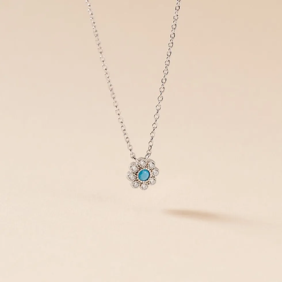 Collier Aurel Argent Blanc Turquoise Oxyde De Zirconium