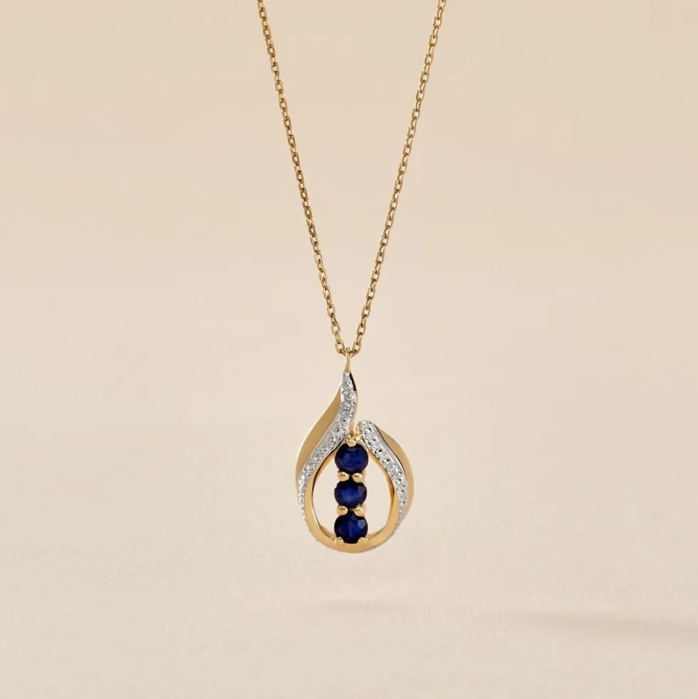 Collier Aurora Or Jaune Saphir Et Diamant