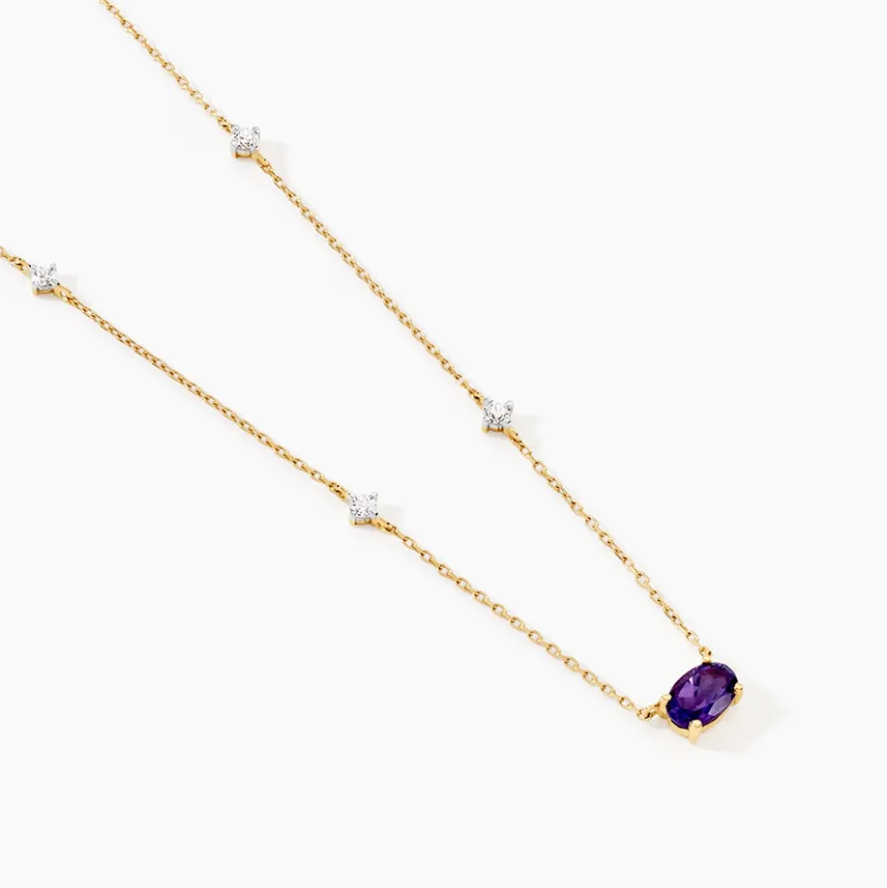 Collier Ayomide Or Jaune Améthyste Oxyde De Zirconium