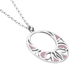 Collier Azalea Argent Blanc Email Rose