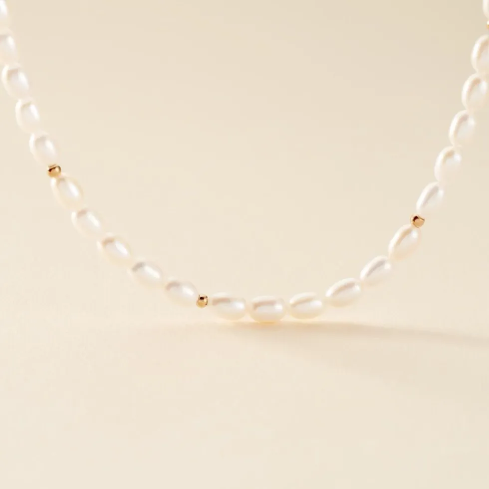 Collier Billes Or Jaune Perle De Culture