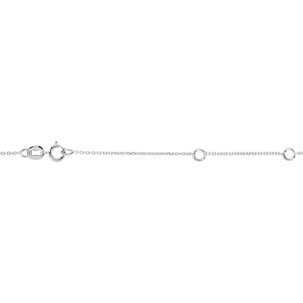 Collier Boucla Or Blanc Saphir Et Diamant
