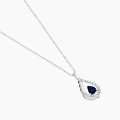 Collier Boucla Or Blanc Saphir Et Diamant