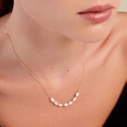 Collier Bron Or Jaune Perle De Culture