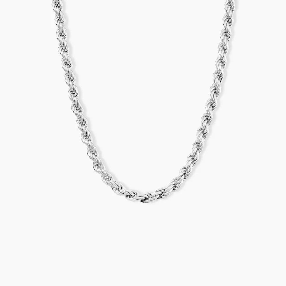 Collier Cacilda Maille Corde Argent Blanc