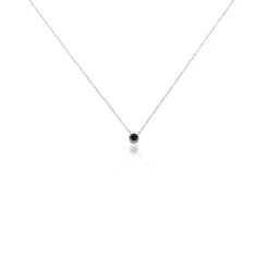 Collier Cadell Argent Blanc Oxyde De Zirconium Noir
