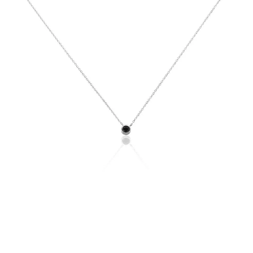 Collier Cadell Argent Blanc Oxyde De Zirconium Noir