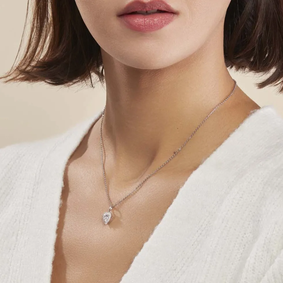 Collier Calvi Argent Blanc Oxyde De Zirconium