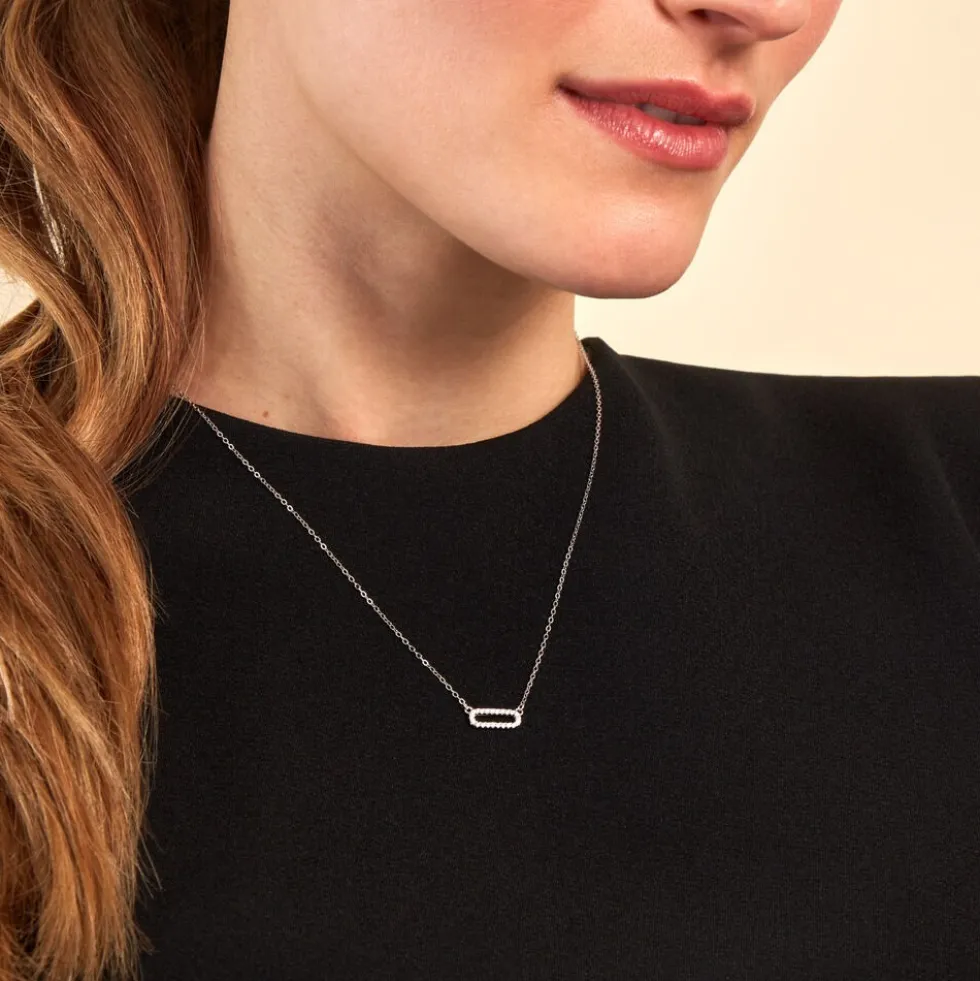 Collier Canelle Argent Blanc Oxyde De Zirconium