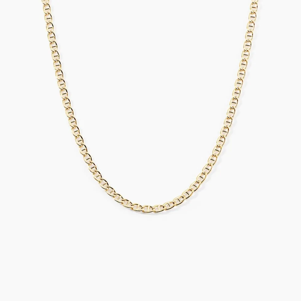 Collier Capucin Or Jaune Maille Marine Plate
