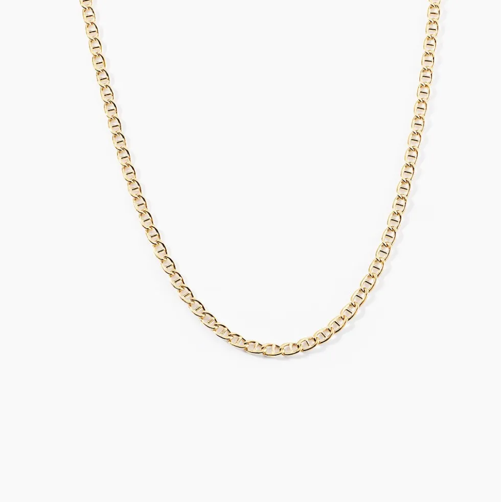 Collier Capucin Or Jaune Maille Marine Plate