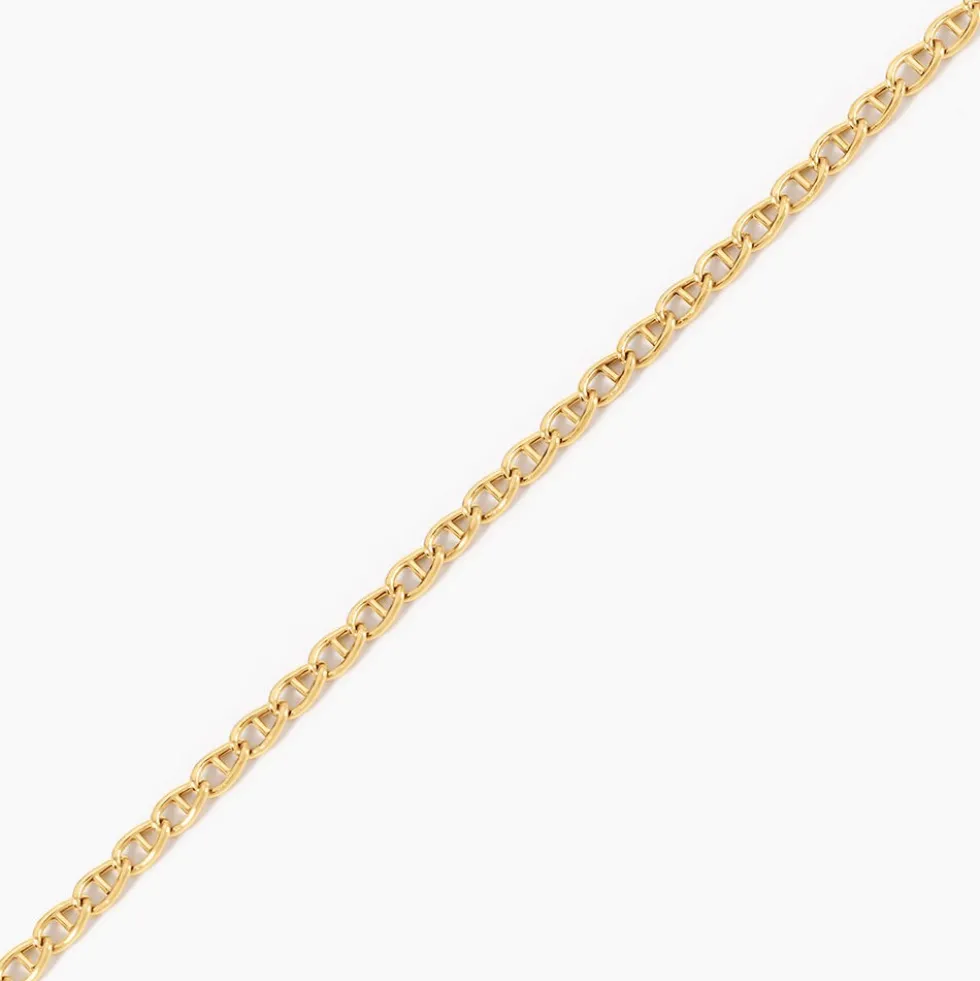 Collier Capucin Or Jaune Maille Marine Plate