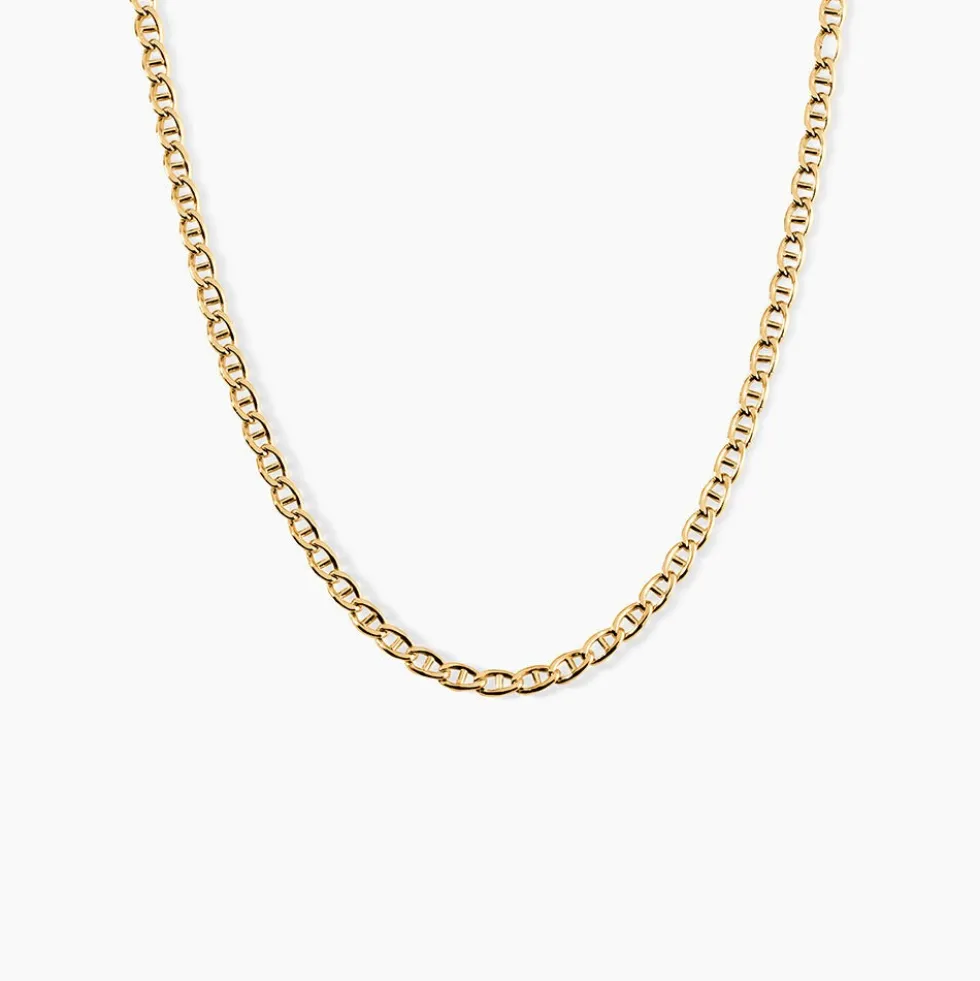 Collier Capucin Or Jaune Maille Marine Plate