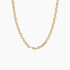 Collier Carlo Or Bicolore Maille Marine Ronde