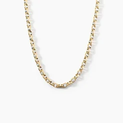 Collier Carlo Or Bicolore Maille Marine Ronde