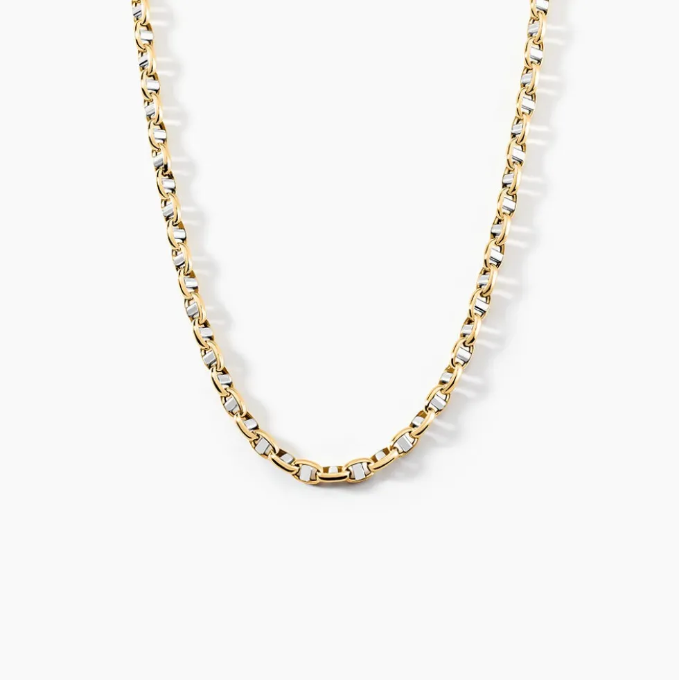 Collier Carlo Or Bicolore Maille Marine Ronde
