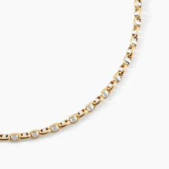 Collier Carlo Or Bicolore Maille Marine Ronde