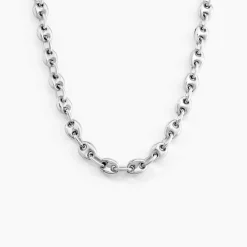 Collier Carrus Maille Grain De Cafe Argent Blanc