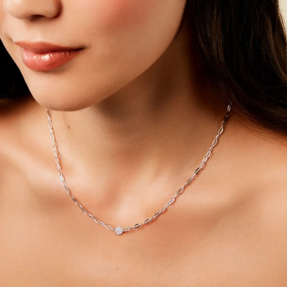 Collier Cesarie Argent Blanc Oxyde De Zirconium