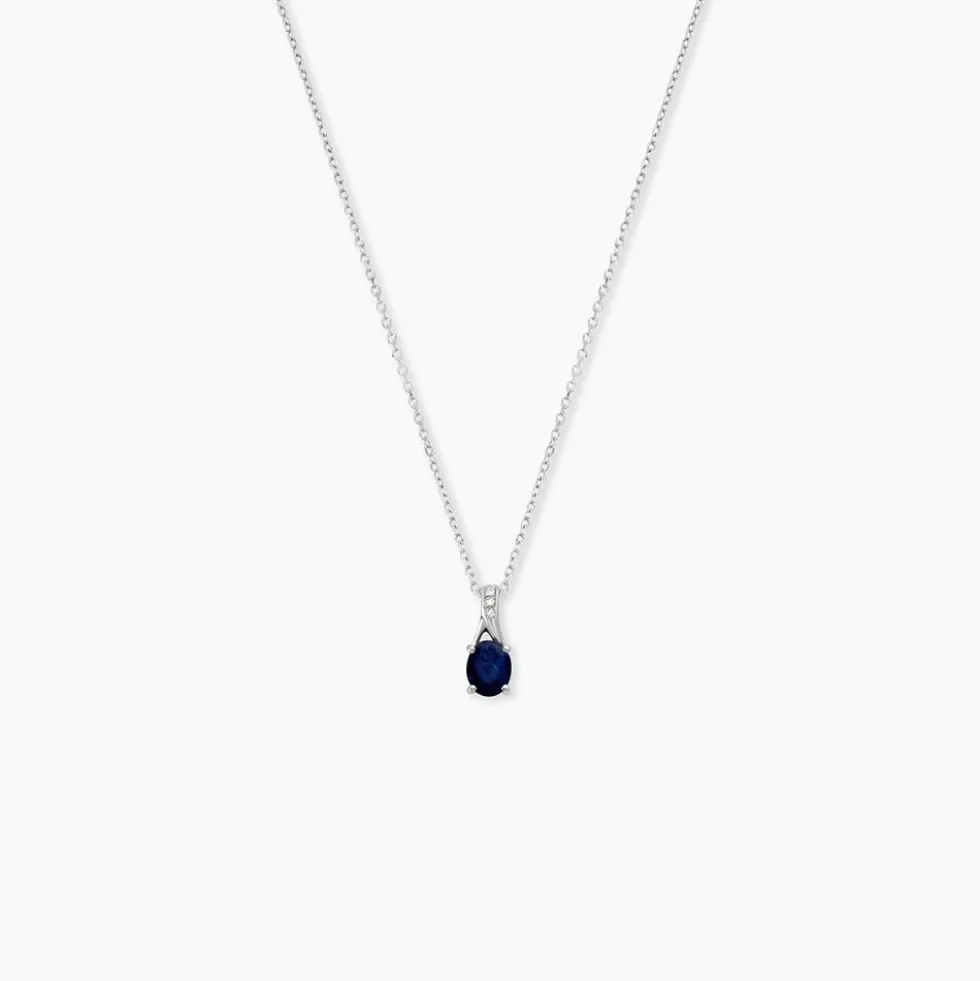 Collier Charmante Or Blanc Saphir Et Diamant